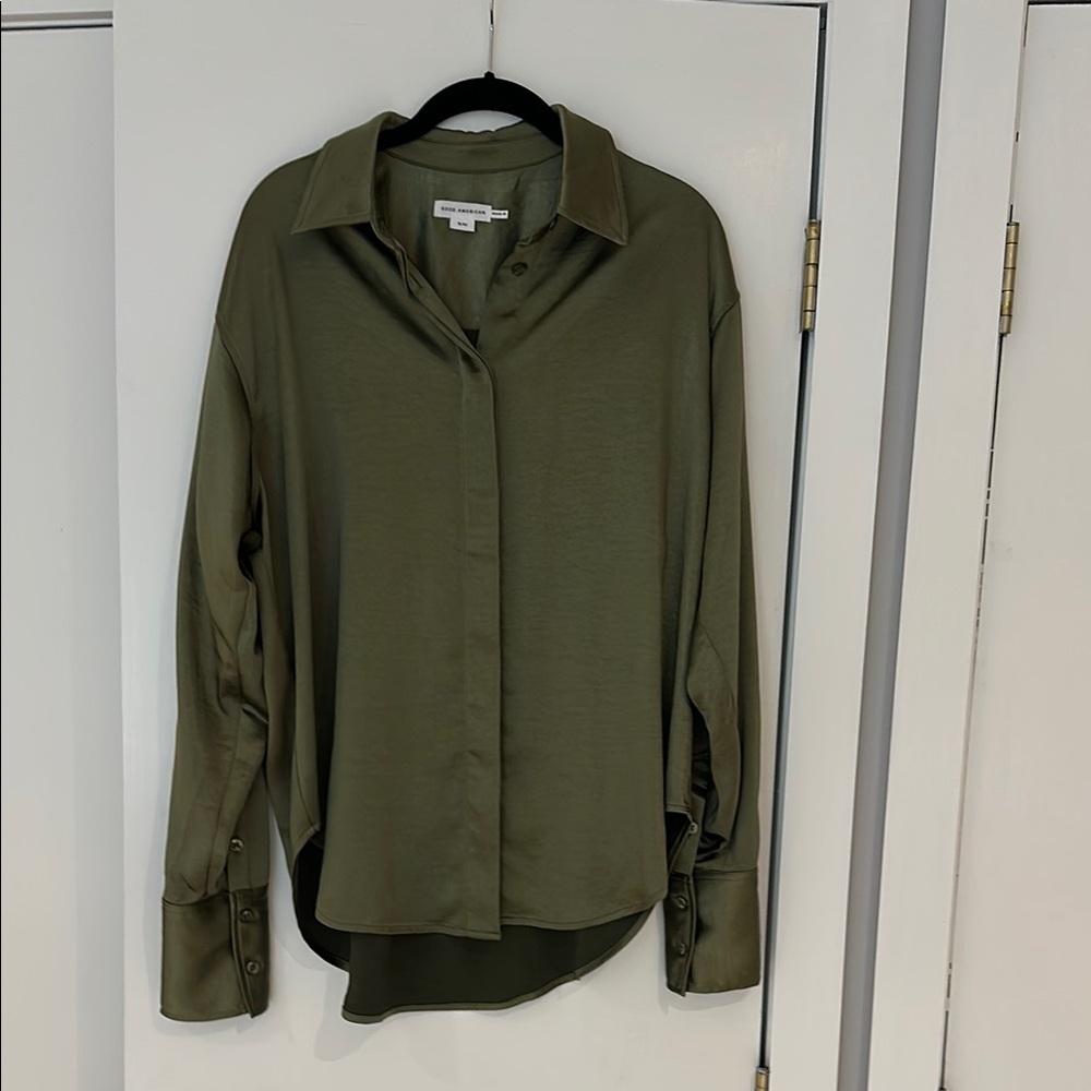 Olive Green oversized Button-Up Shirt